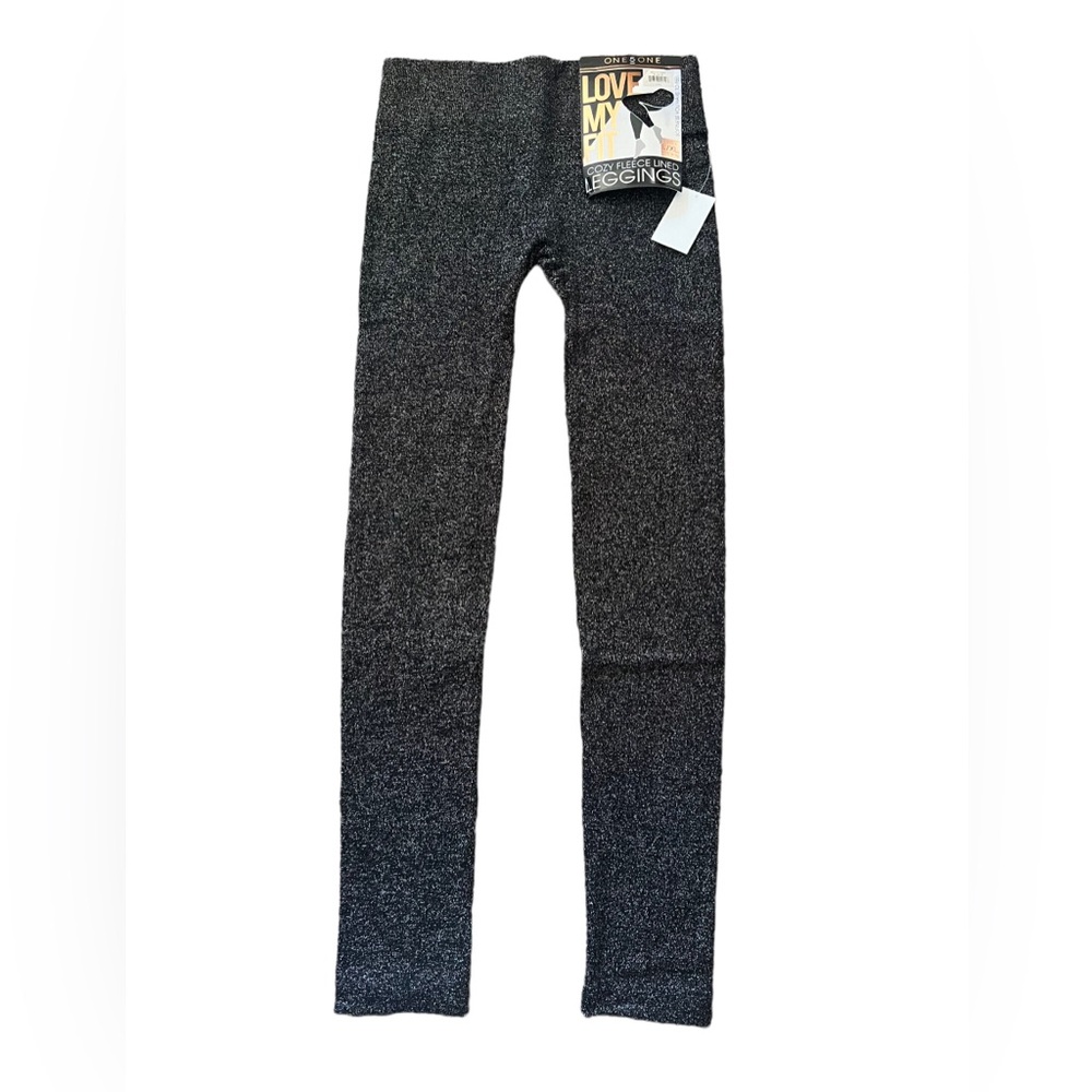 One 5 One Love My Fit Cozy Fleece Lined Leggings Black Sparkles L/XL